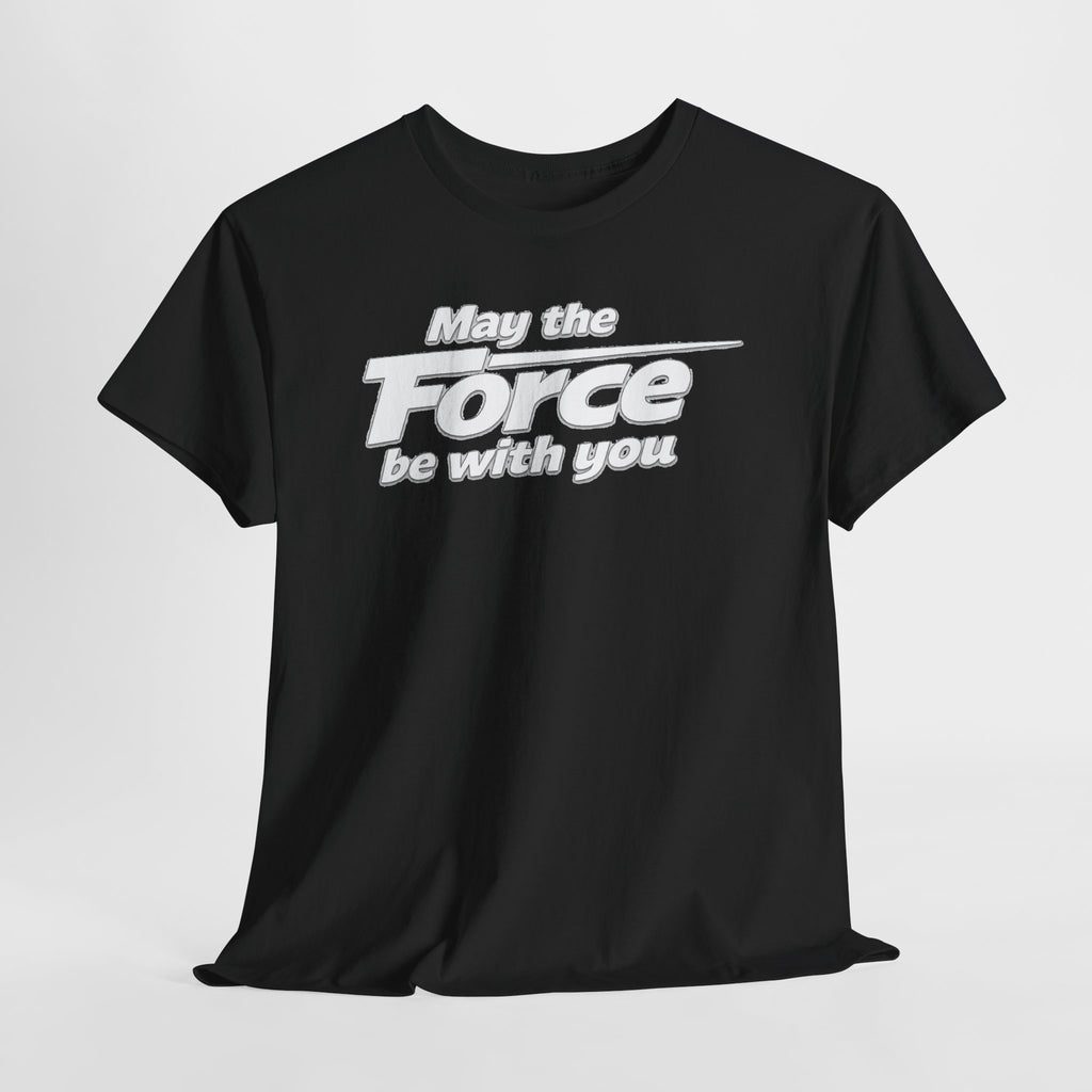 "May the Force Be With You" Retro Embossed Graphic T‑Shirt —