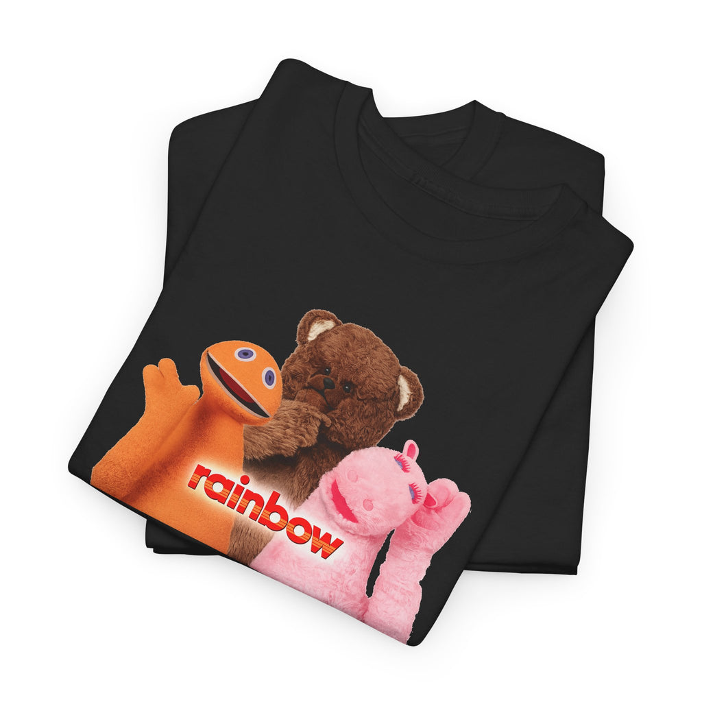 Rainbow Kids TV Zippy, George and Bungle Puppets T-Shirt — Cute Teddy & Hand Puppets Graphic Tee