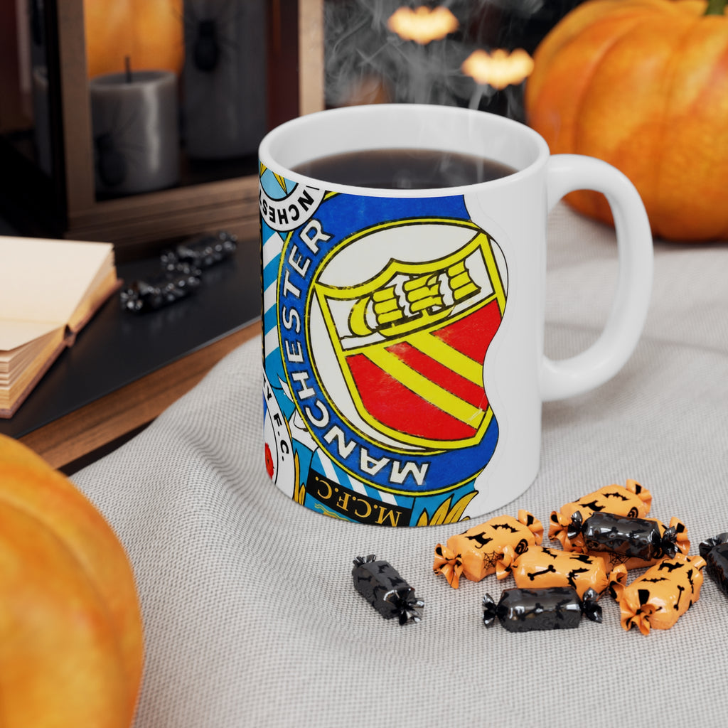 Manchester City Crest Collage Mug — Ceramic Coffee Cup (11oz & 15oz)