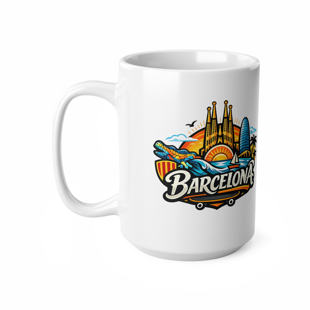 Barcelona Skyline Coffee Mug — Colorful Travel Souvenir 11oz/15oz