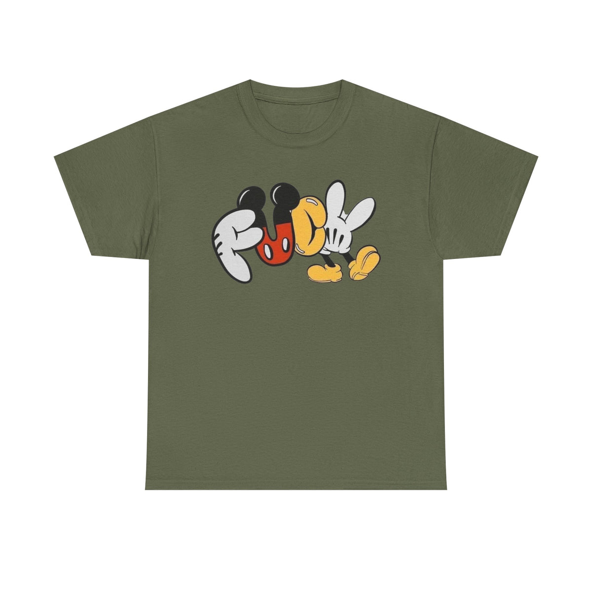 F**K Disney Graphic Tee — Playful Cartoon Hands & Shoes Design