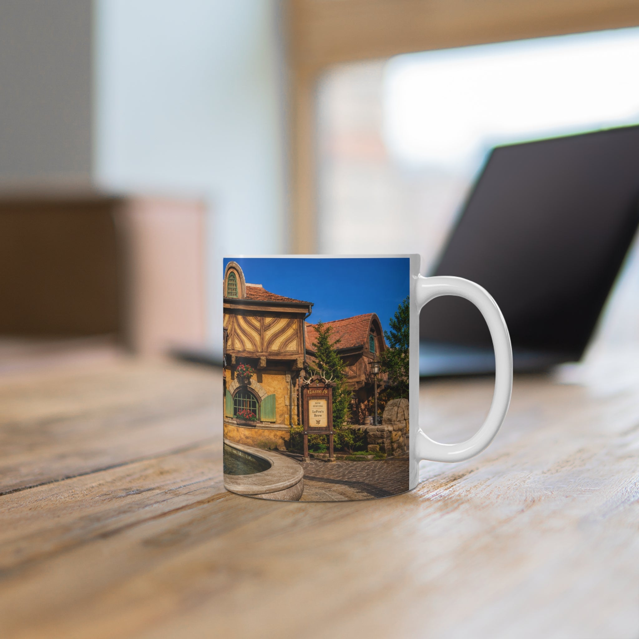 Gaston's Tavern Fountain Photo Mug — 11oz/15oz Ceramic Coffee Cup