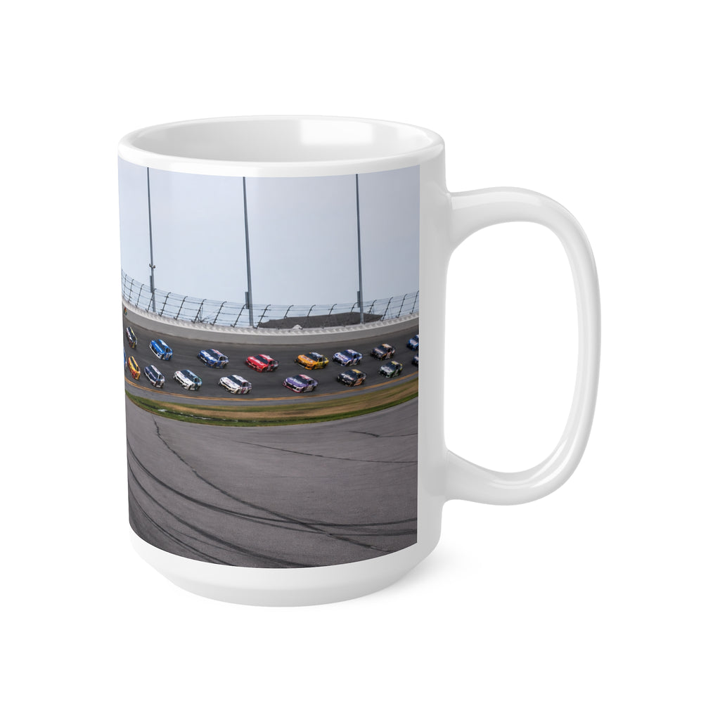 Daytona Raceway Photo Mug — Presidential Motorcade & NASCAR Racing Ceramic Coffee Cup (11oz, 15oz)