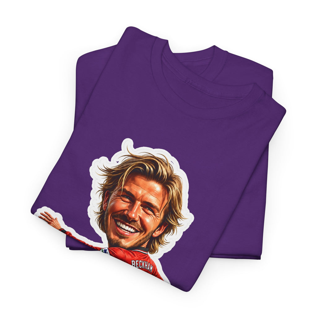 Beckham Caricature Cotton T-Shirt — Retro Football Player Graphic Tee
