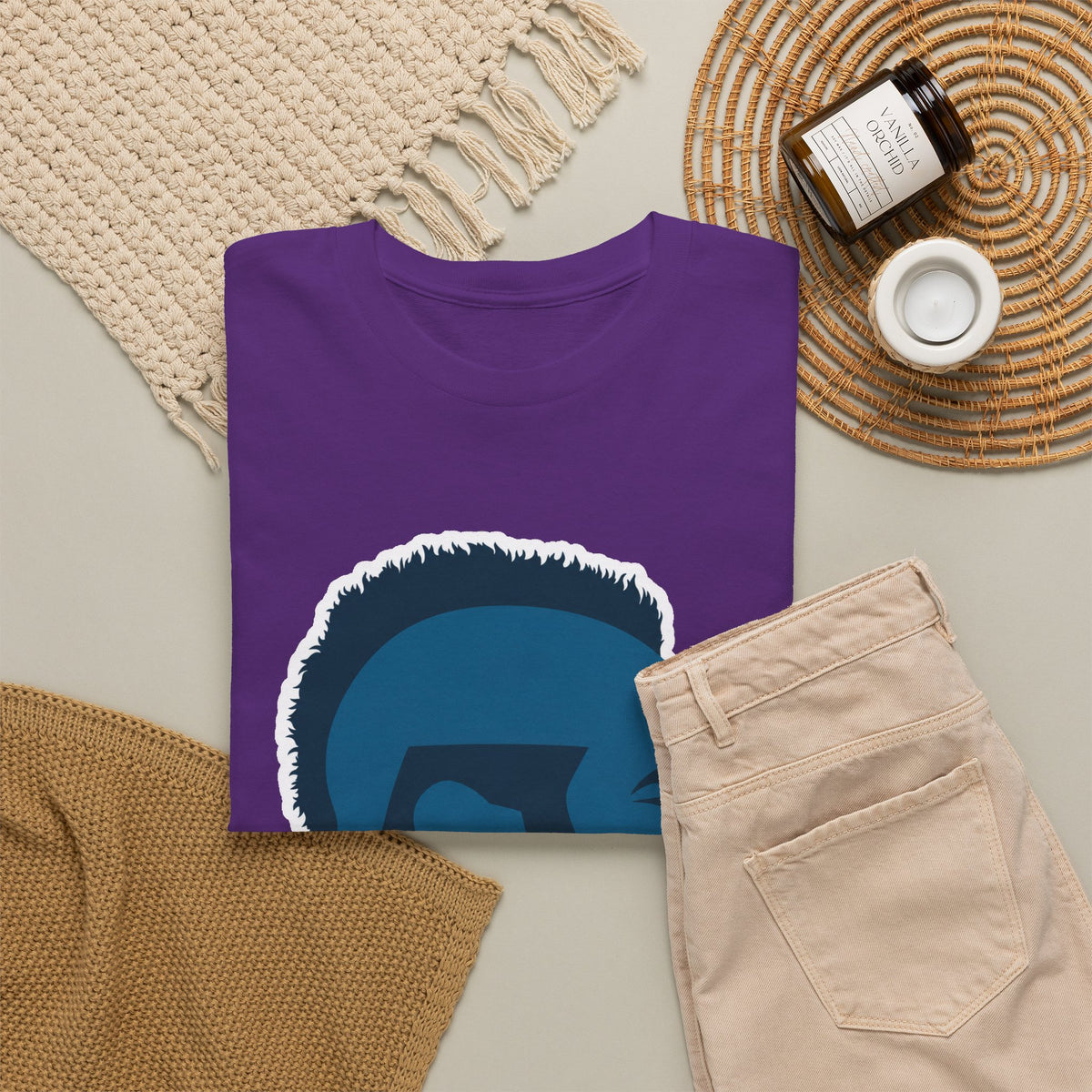 Mr T Profile Silhouette T‑Shirt – Blue Head & Gold Earring Graphic