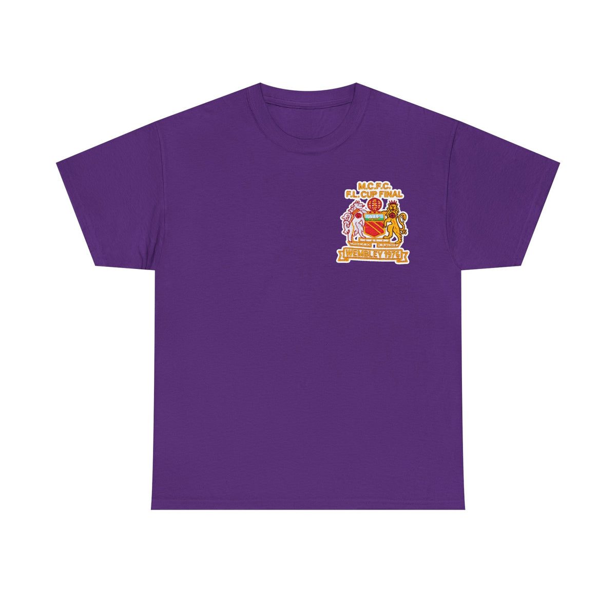 Manchester City 1976 League Cup Final Crest Cotton T‑Shirt — Vintage Football Fan Tee
