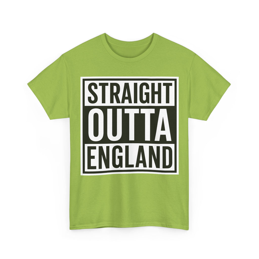 Straight Outta England T-Shirt — Bold Black Typography Tee for Brits & Expats