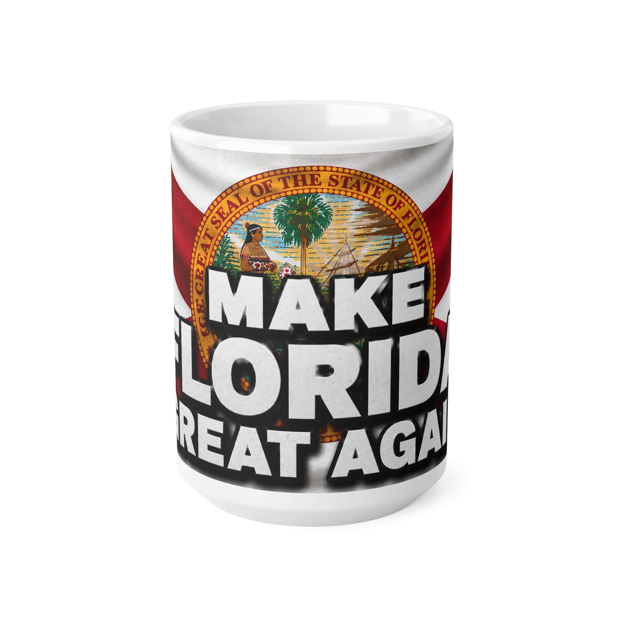 Make Florida Great Again Ceramic Coffee Mug — State Seal Flag Design (11oz/15oz)