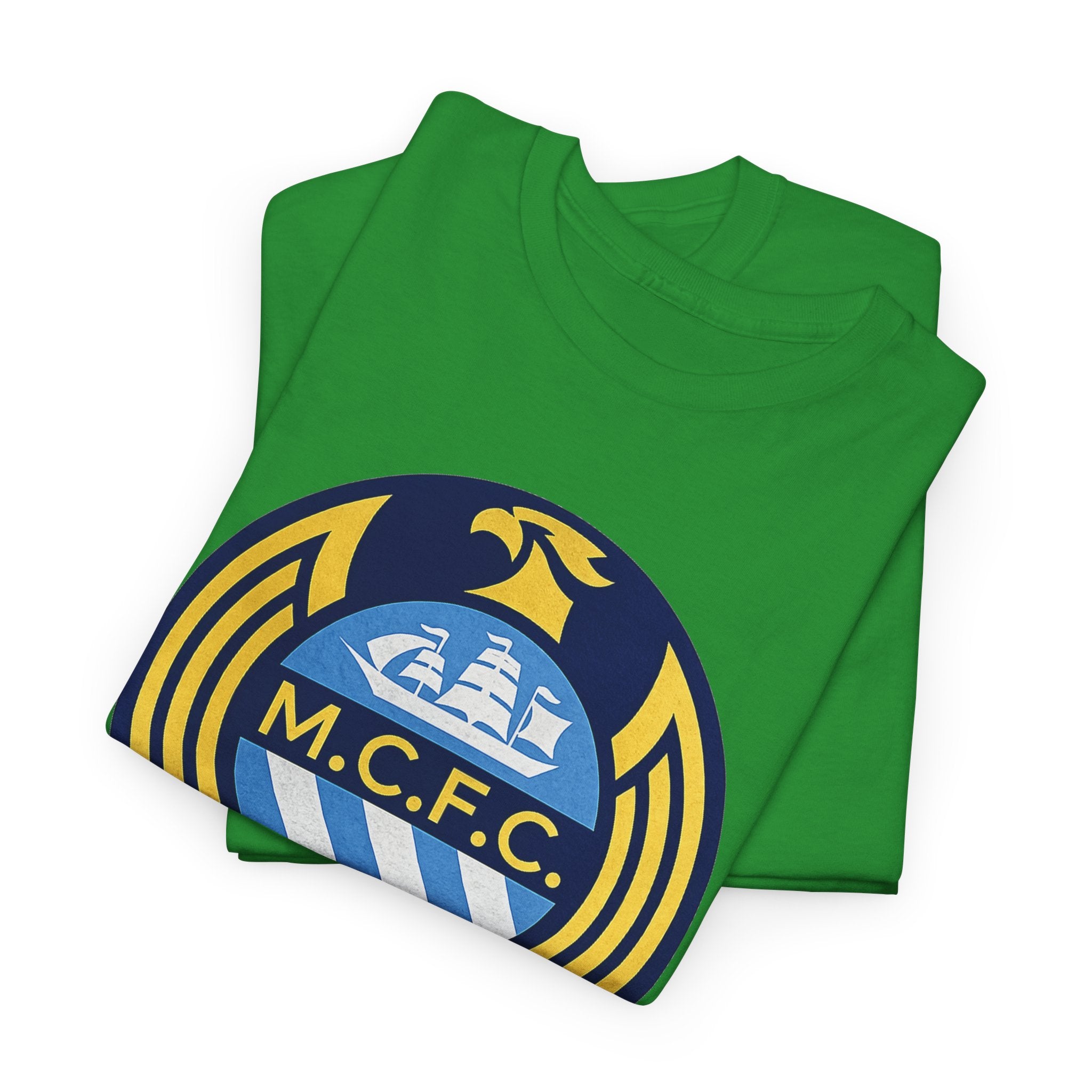 MCFC Crest T-Shirt — Vintage Blue & Gold Soccer Tee