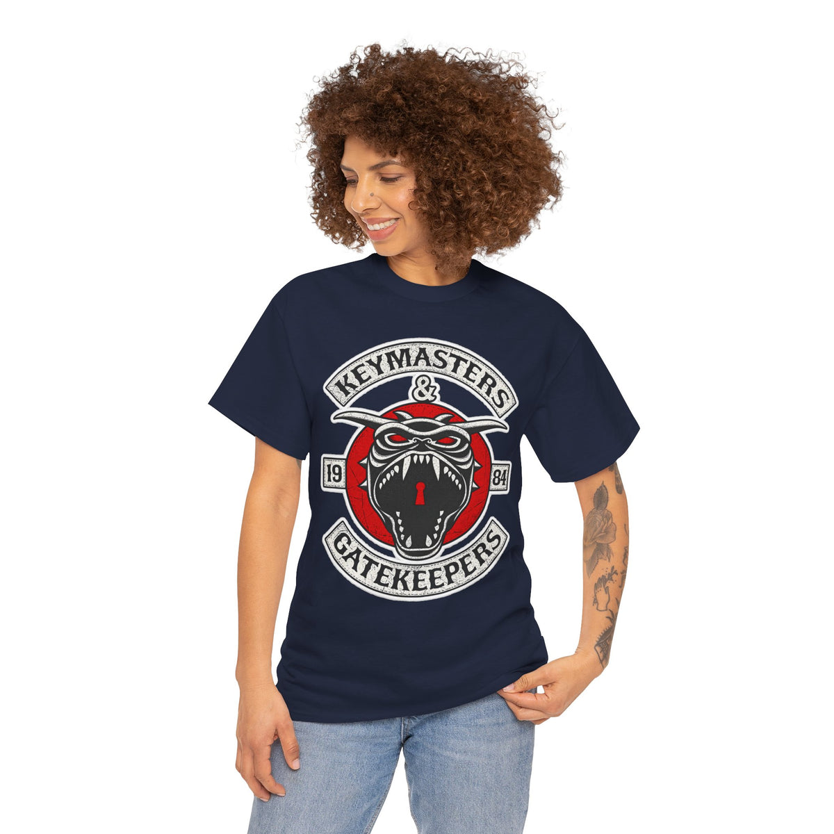Keymasters & Gatekeepers Tee — Retro Demon Key Emblem Shirt (Since 1984)