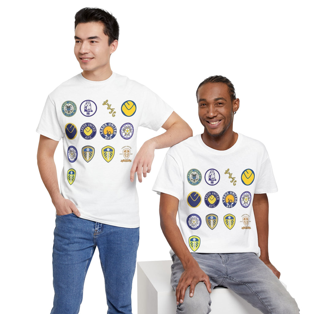 Leeds United Retro Crest Cotton T-Shirt — Vintage Football Club Emblem Tee