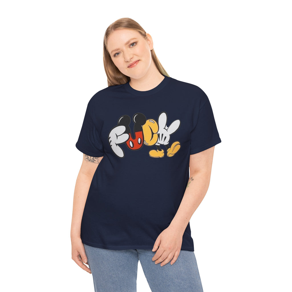 F**K Disney Graphic Tee — Playful Cartoon Hands & Shoes Design