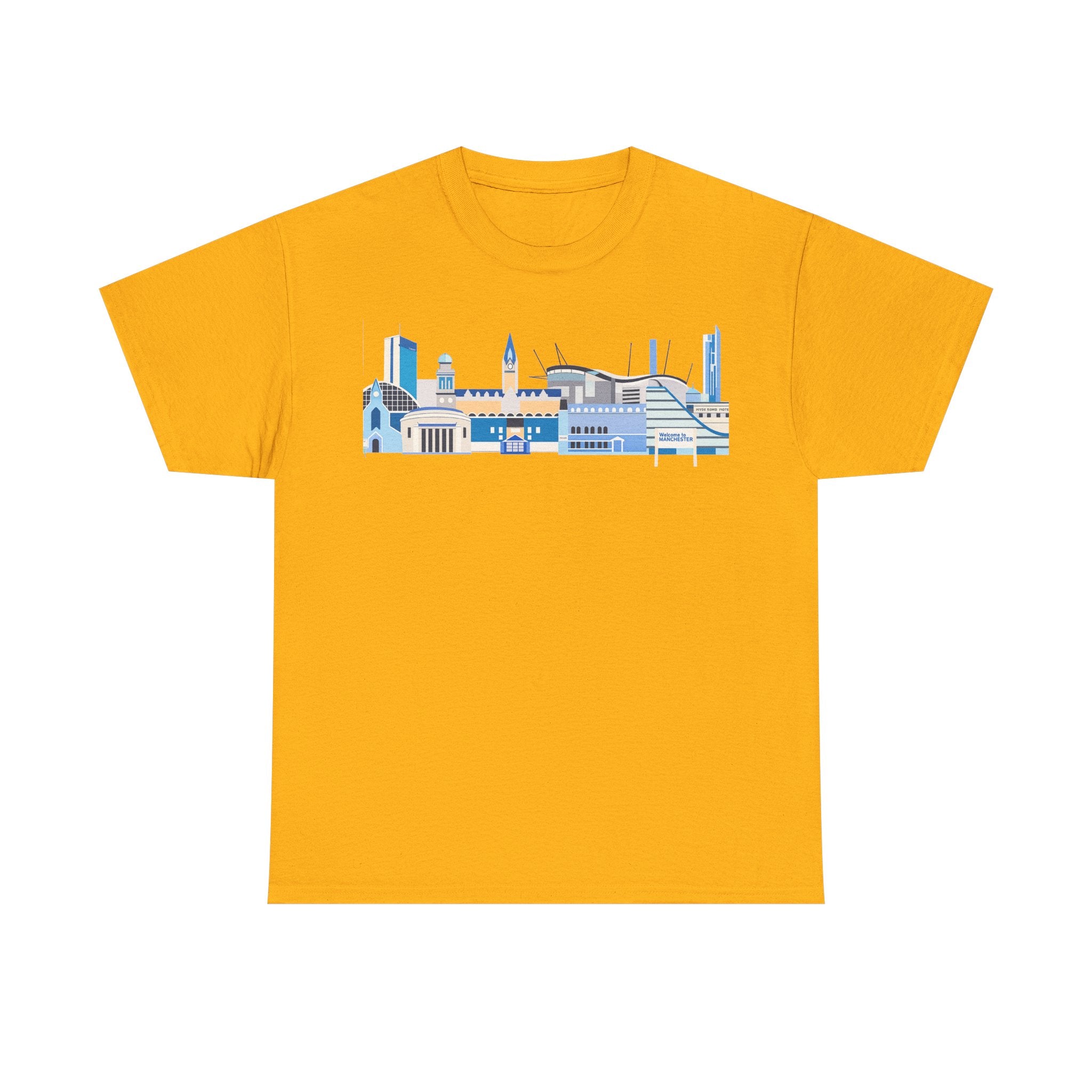 Manchester City Skyline Tee — Minimal Blue Urban Landscape T‑Shirt