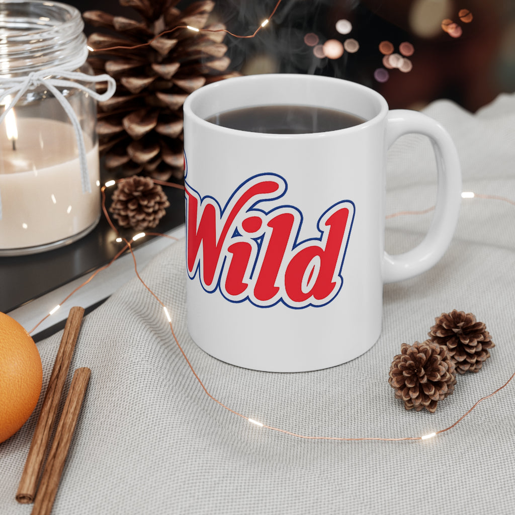 Wet'n Wild Retro Script Coffee Mug — Red & Blue Nostalgia Ceramic Cup (11oz/15oz)