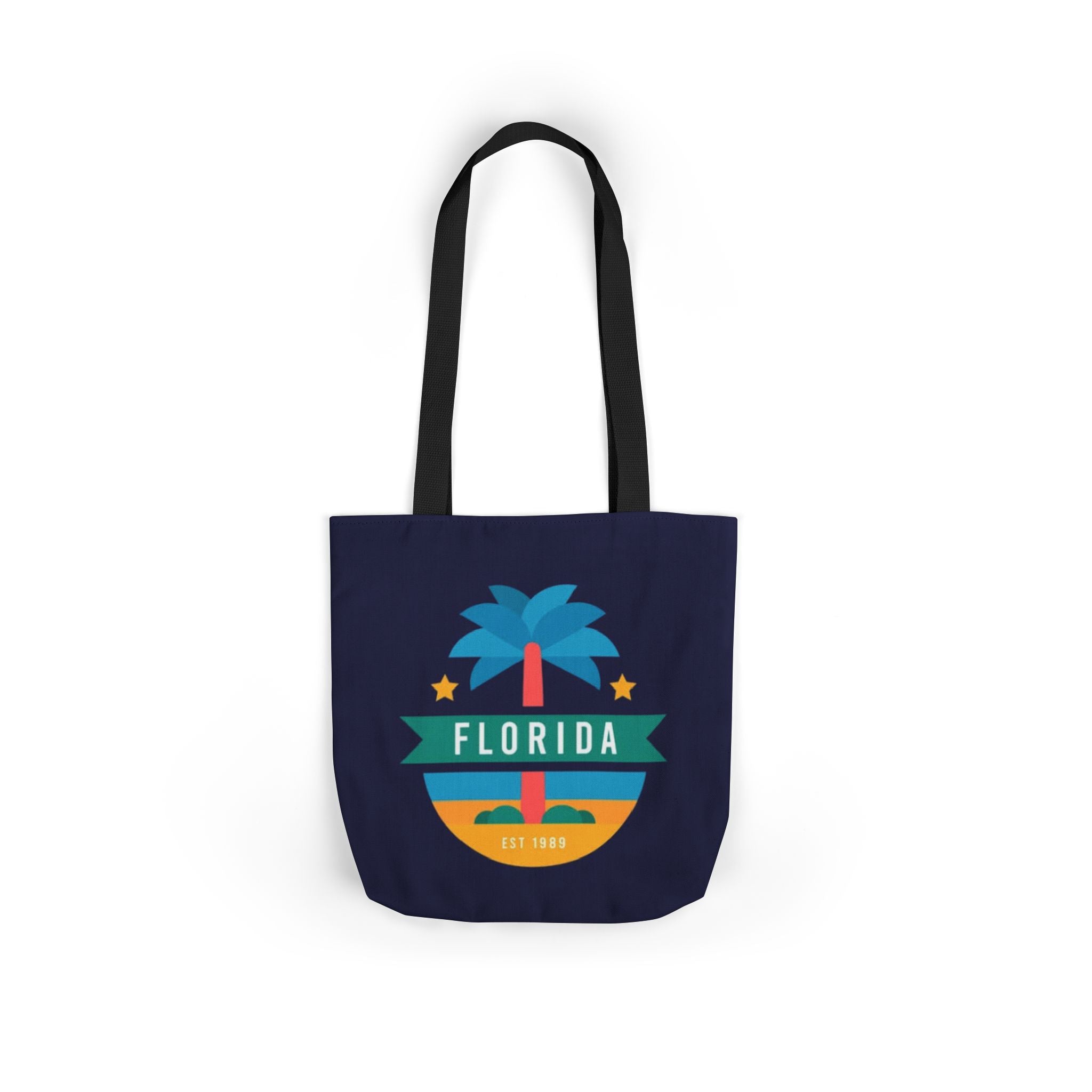 Florida Palm Beach Canvas Tote Bag — Retro Sunshine Travel Tote