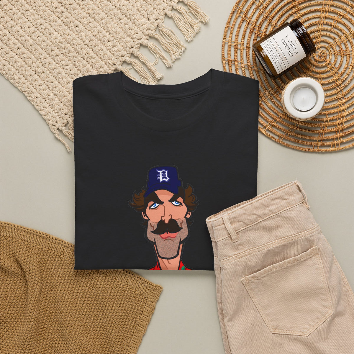 Magnum PI Retro Caricature T-Shirt — Retro Mustache Hat Portrait Tee