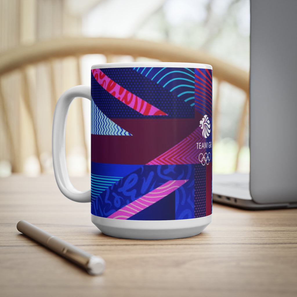 Team GB Olympic Ceramic Mug — Bold Union Jack Pattern (11oz & 15oz)