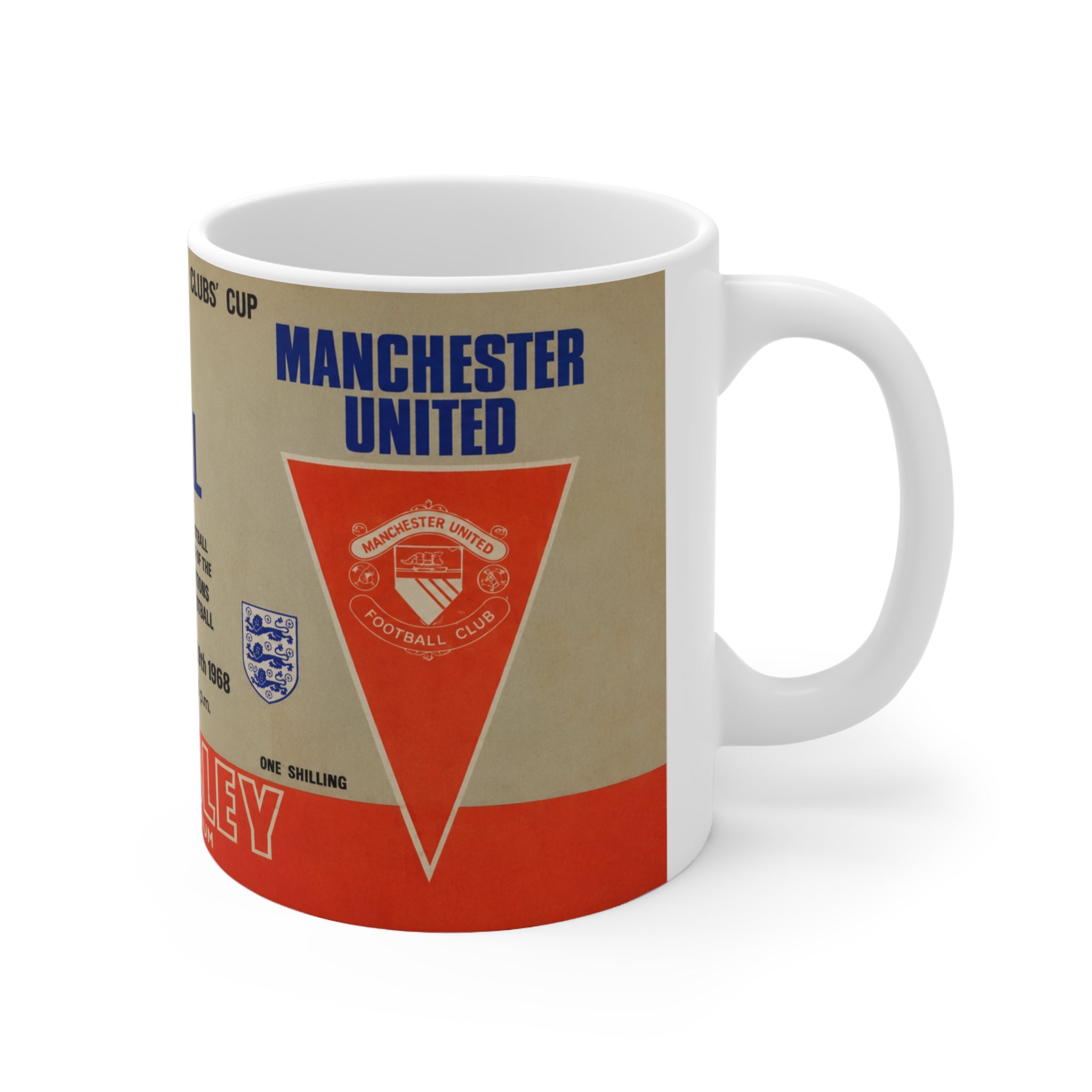 1968 European Cup Final Programme Cover Inspired Benfica vs Man Utd Vintage Coffee Football Mug