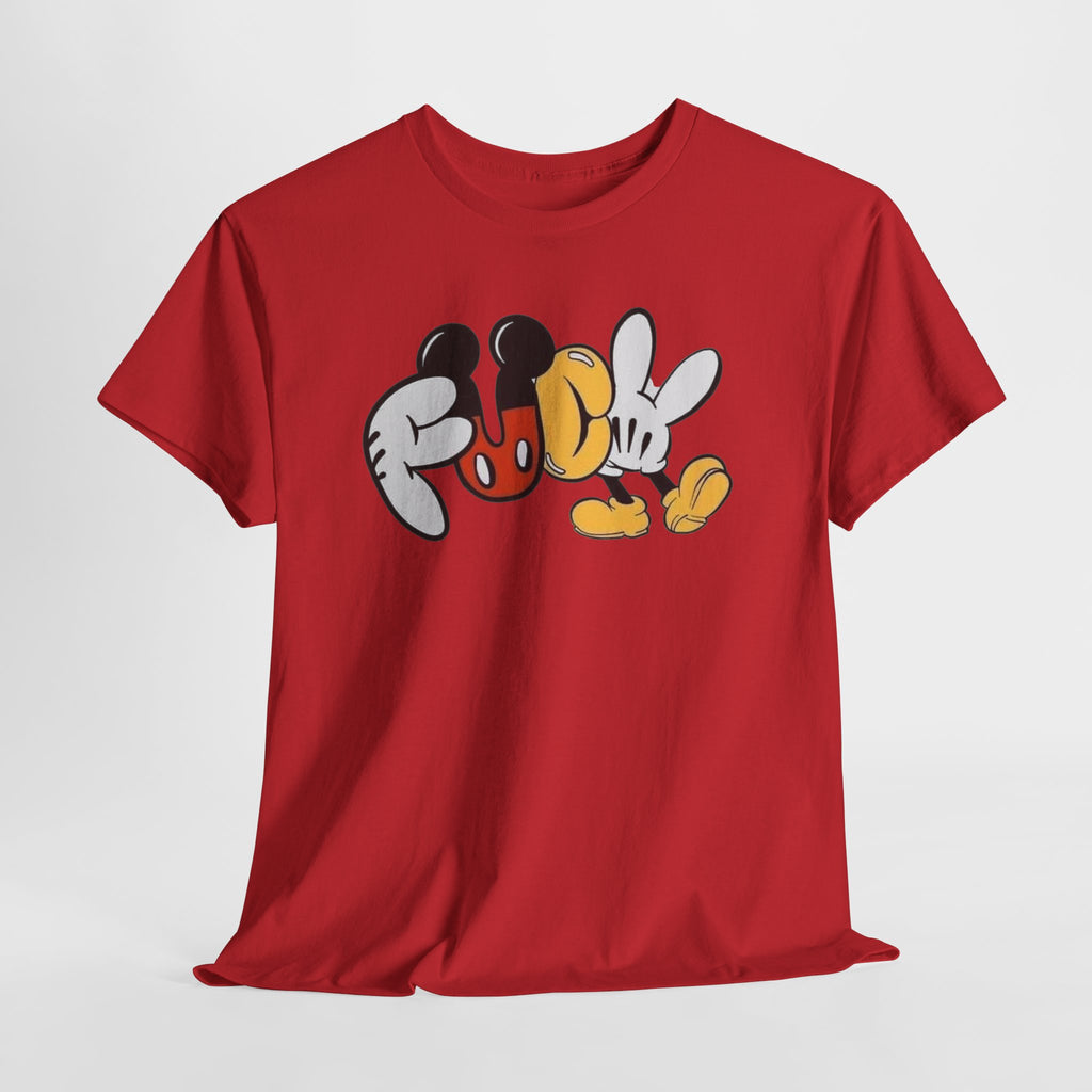 F**K Disney Graphic Tee — Playful Cartoon Hands & Shoes Design
