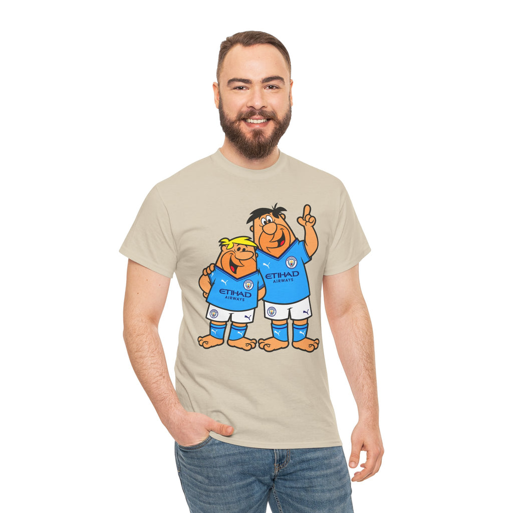 Manchester City The Flintstones Etihad Airways Cartoon Cotton T-Shirt