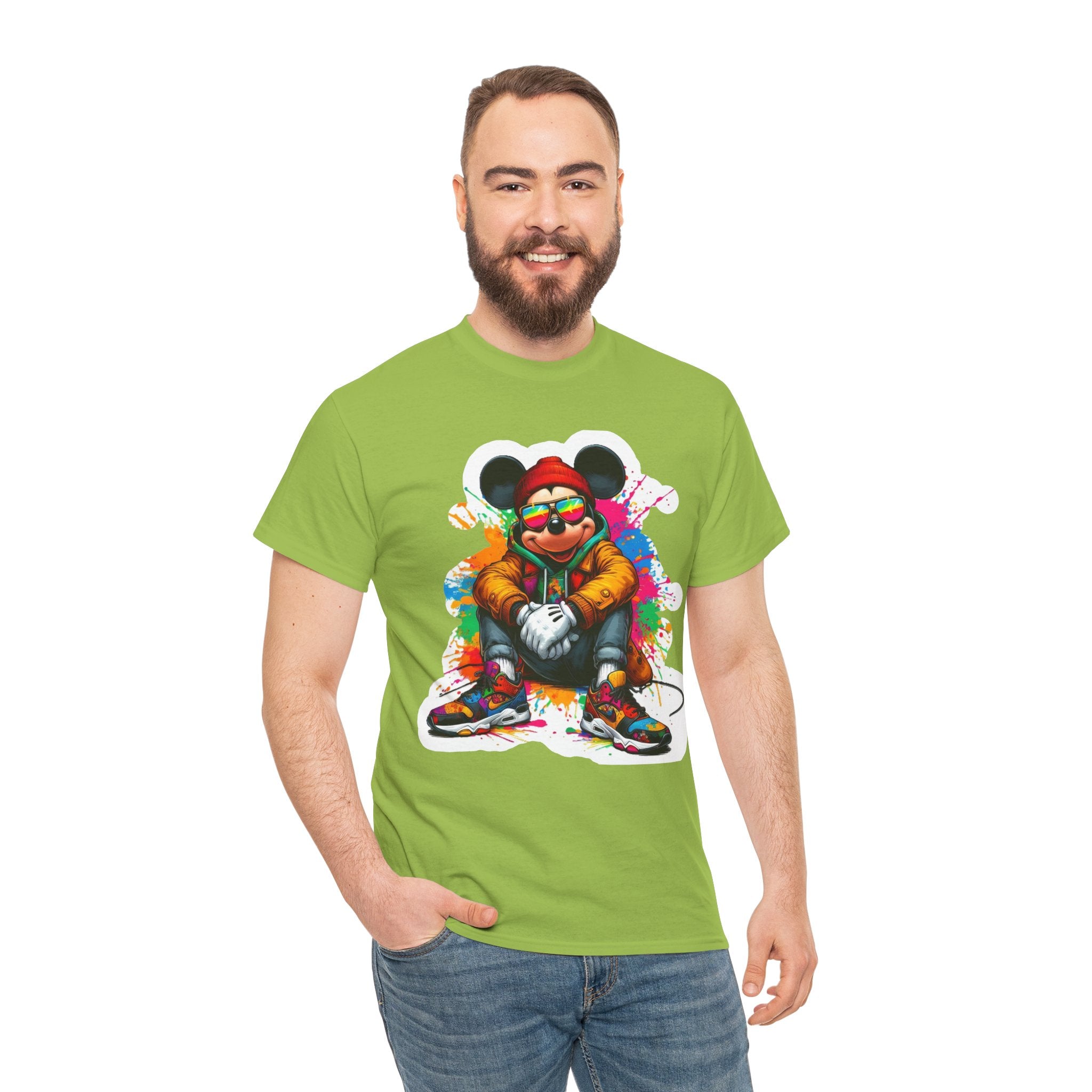 Streetwear Mouse Graphic Tee — Colorful Urban Hip-Hop Cartoon Shirt