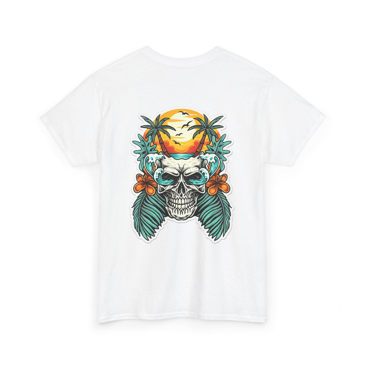 Tropical Skull Tee — Sunset Palm Beach Skull T-Shirt