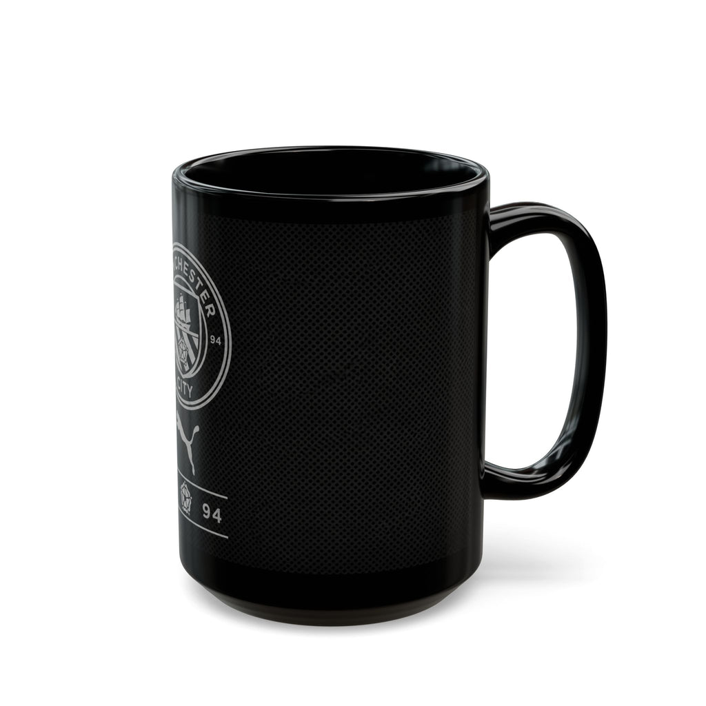 Manchester City Black Ceramic Mug (11oz, 15oz) — Football Club Crest & Puma Logo