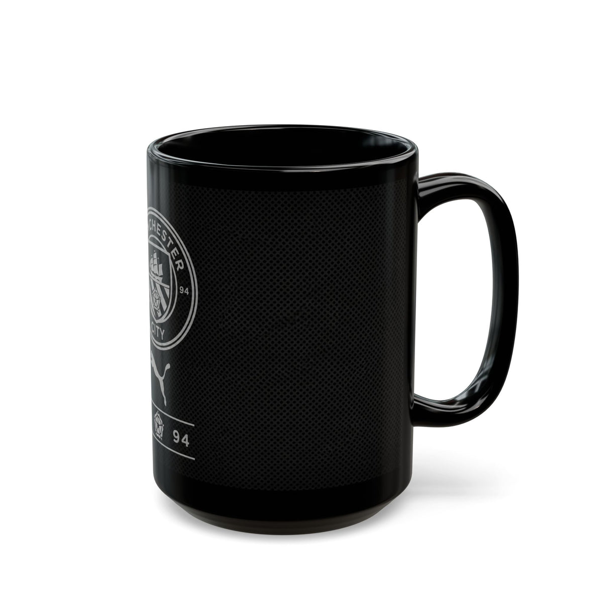 Manchester City Black Ceramic Mug (11oz, 15oz) — Football Club Crest & Puma Logo