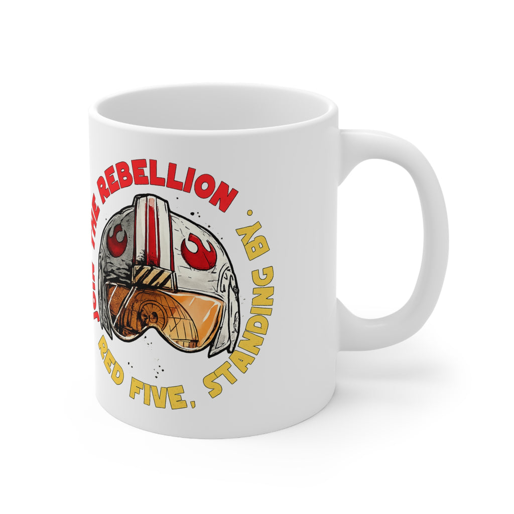 Red Five Pilot Helmet Ceramic Mug — “Join the Rebellion” Star Wars Coffee Cup