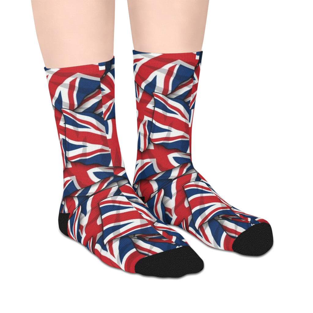 Union Jack Mid-Calf Socks — British Flag Patterned Socks for UK Pride & Events