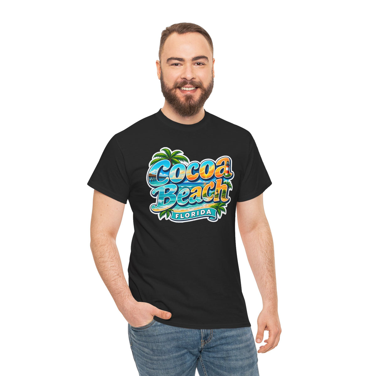 Cocoa Beach Florida Vintage Surf Cotton T-Shirt