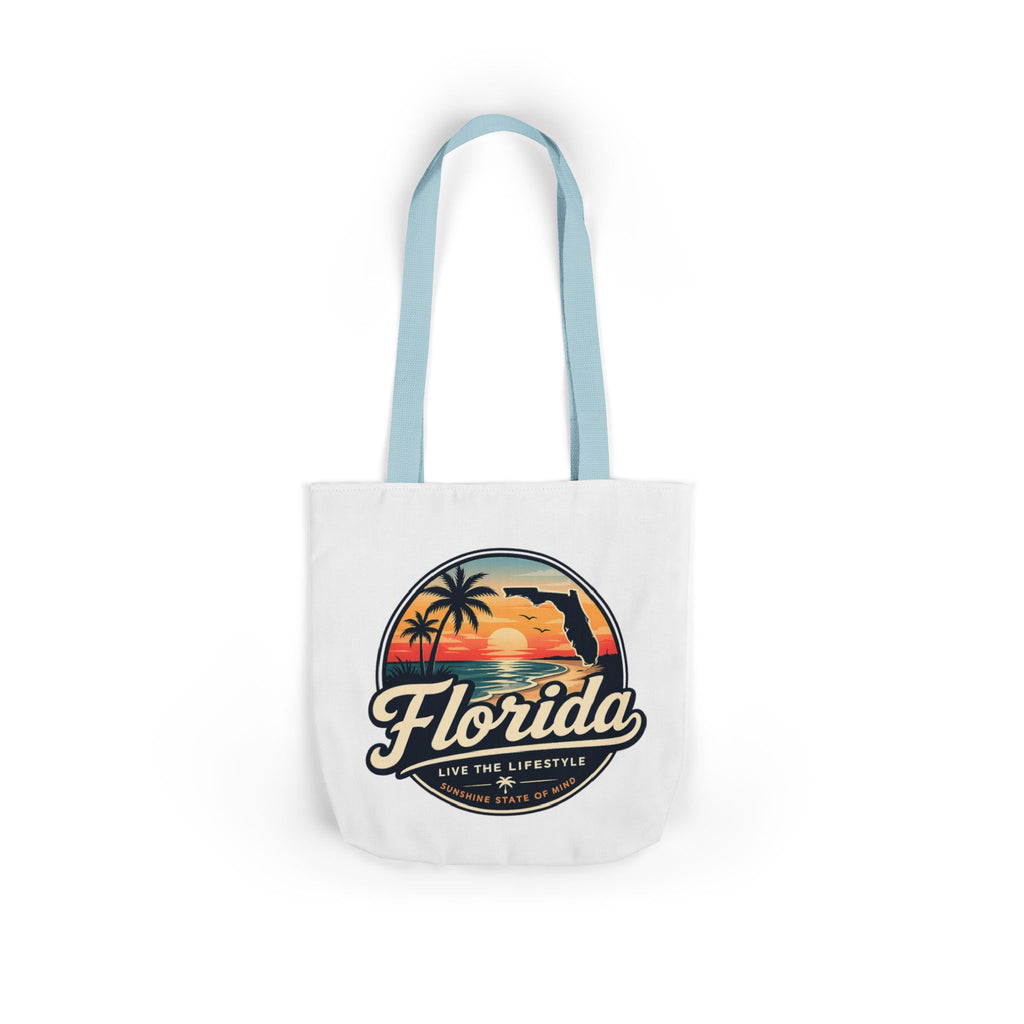Florida Sunset Canvas Tote Bag — Retro Palm Beach Design