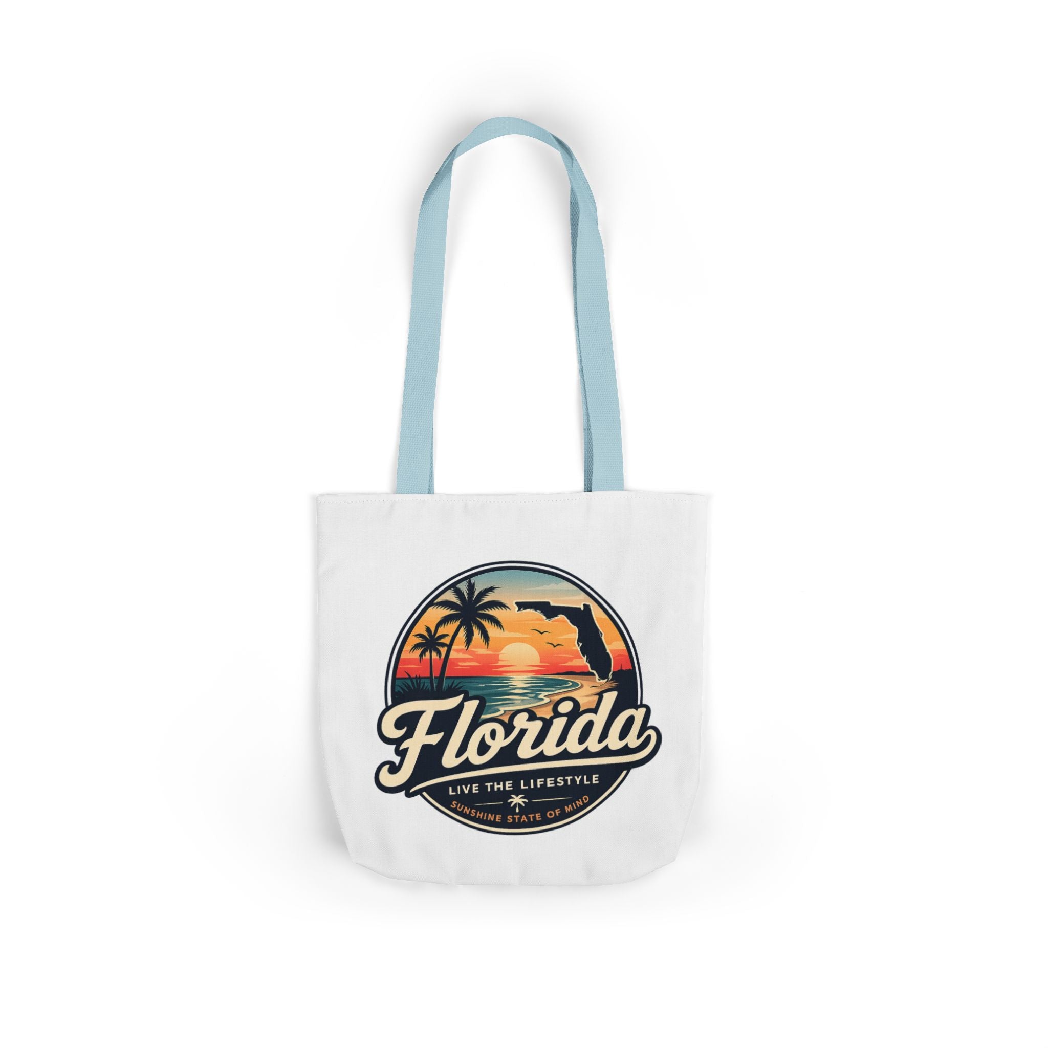 Florida Sunset Canvas Tote Bag — Retro Palm Beach Design