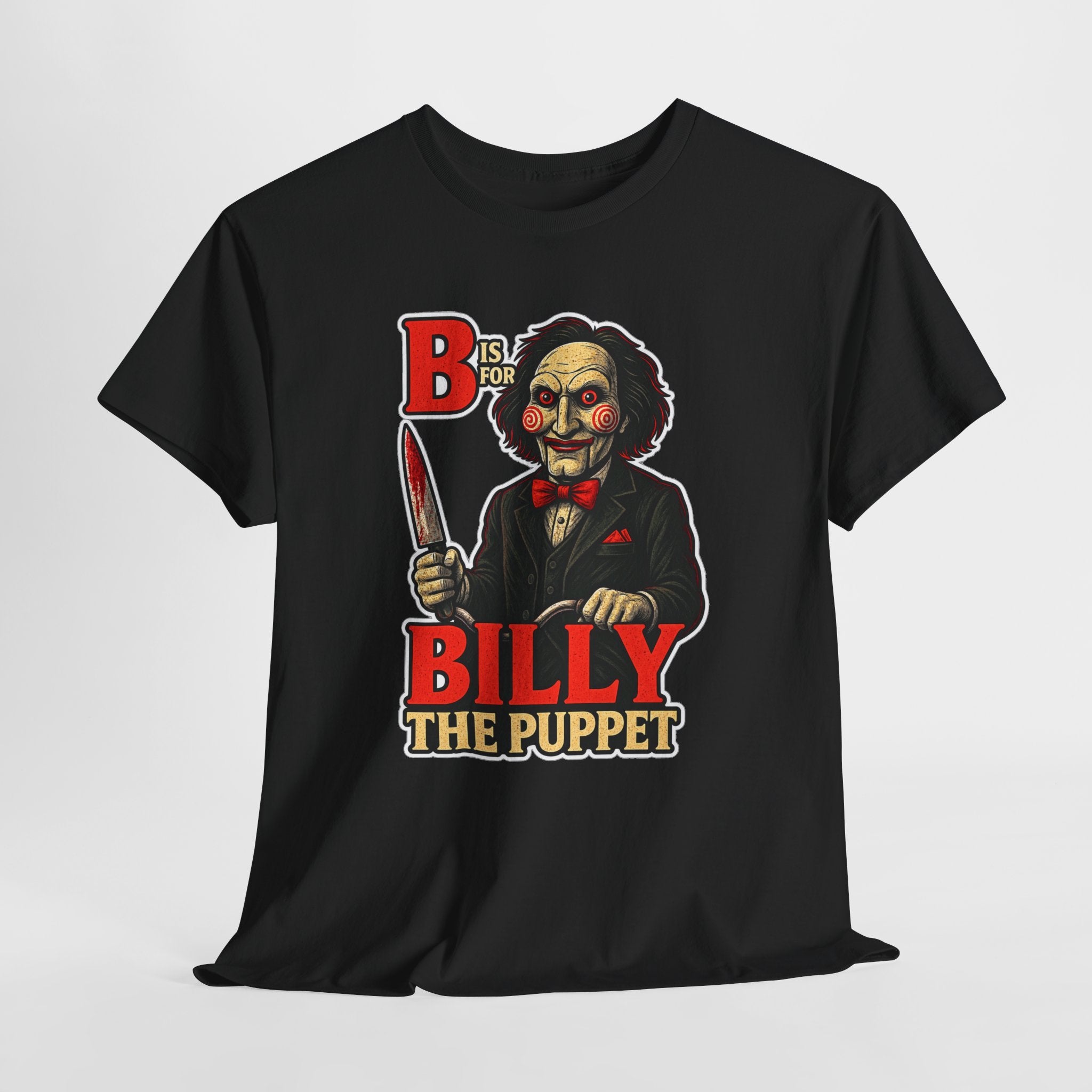 Billy the Puppet Horror Tee — Jigsaw-Style Killer Doll Graphic T-Shirt