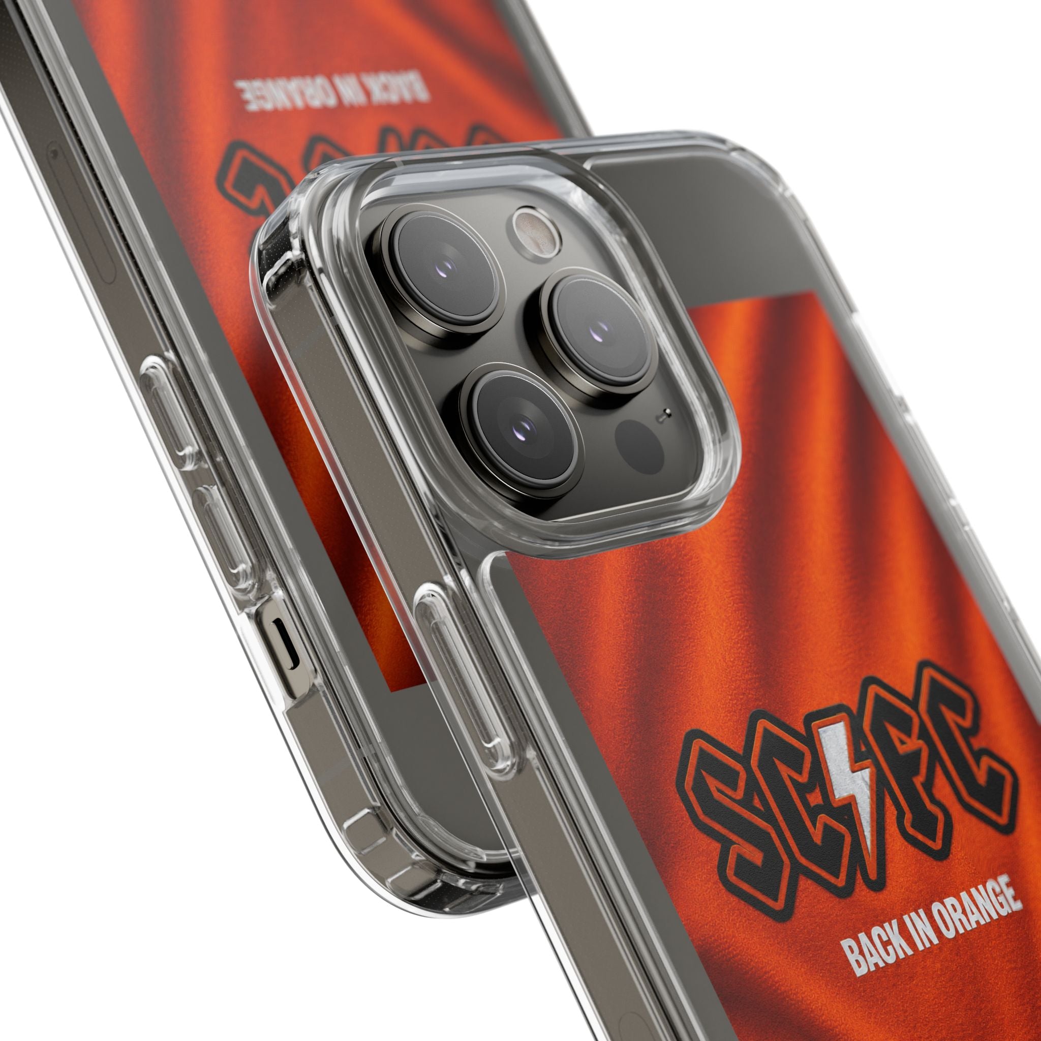 Salford CIty Inspired Phone Case — 'SCFC Back in Orange' Clear Protective Cover