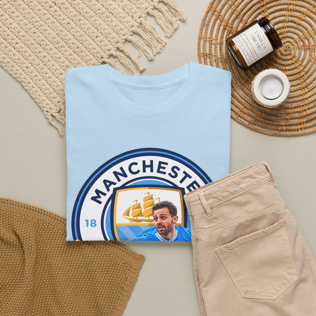 Bernardo SIlva Manchester City legend Cotton T‑Shirt — Blue Crest Football Tee