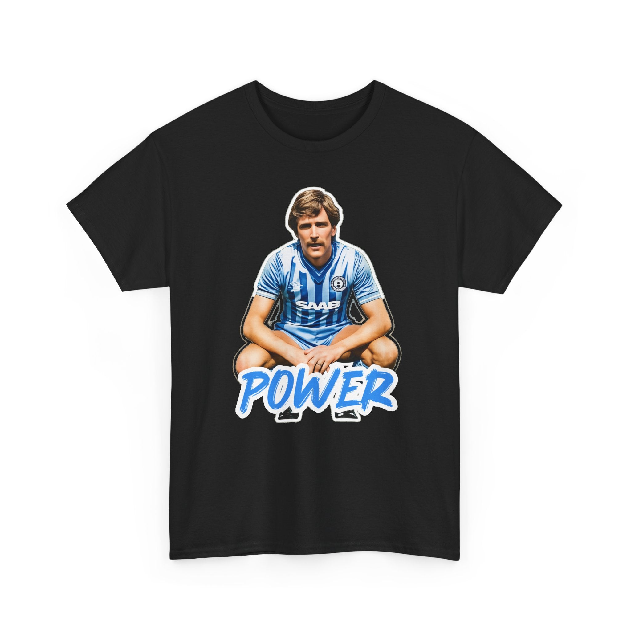 Paul Power Manchester City Legend Player Graphic Tee — Retro Football Jersey Design