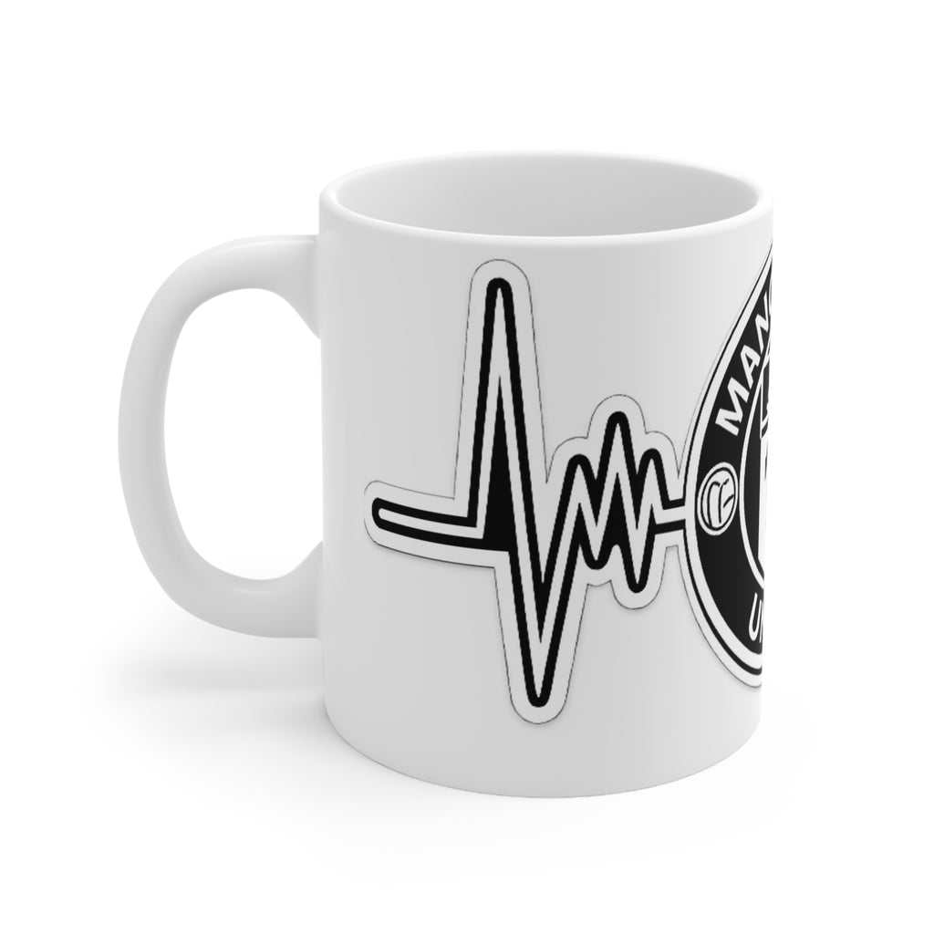 Manchester United Inspired Heartbeat Mug — Ceramic Coffee Cup (11oz & 15oz)