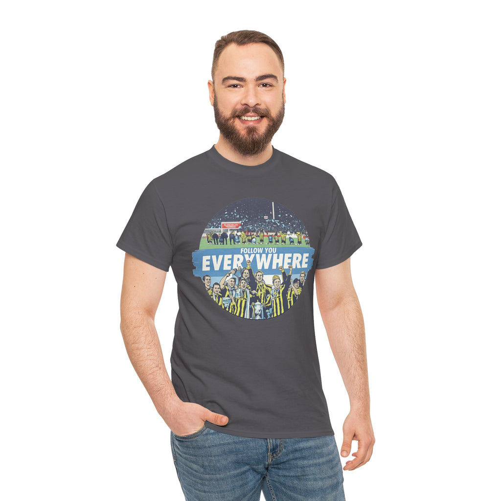 Manchester City Everywhere Soccer Crowd Graphic Tee — 'Follow You Everywhere' Fan Shirt