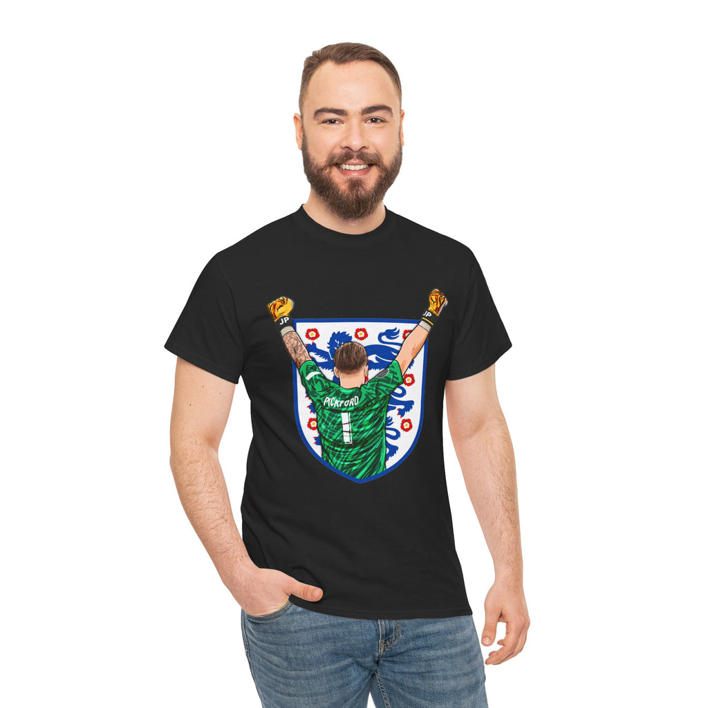 Pickford England Number 1 Goalkeeper Graphic Tee — Victory Pose Jersey Design