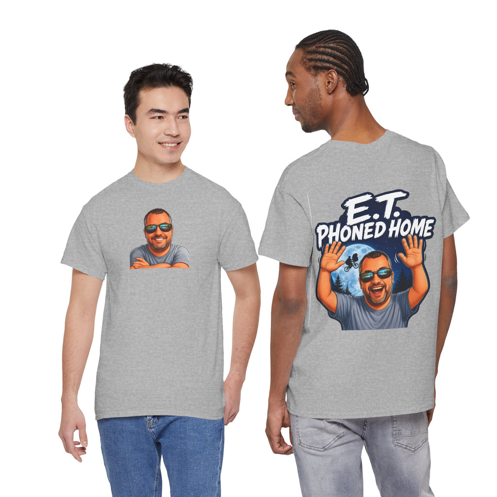 Graphic Tee — "E.T. Phoned Home" Smiling Guy Retro Design