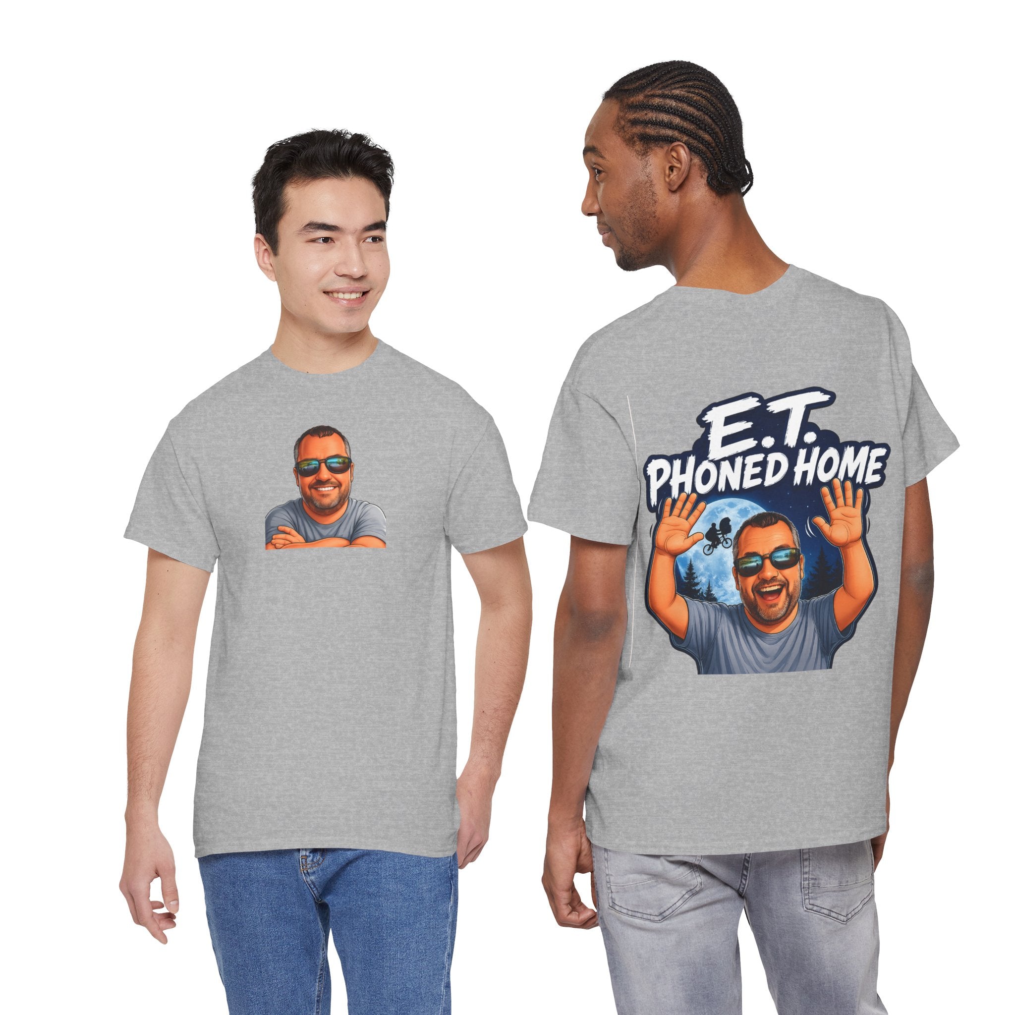 Graphic Tee — "E.T. Phoned Home" Smiling Guy Retro Design