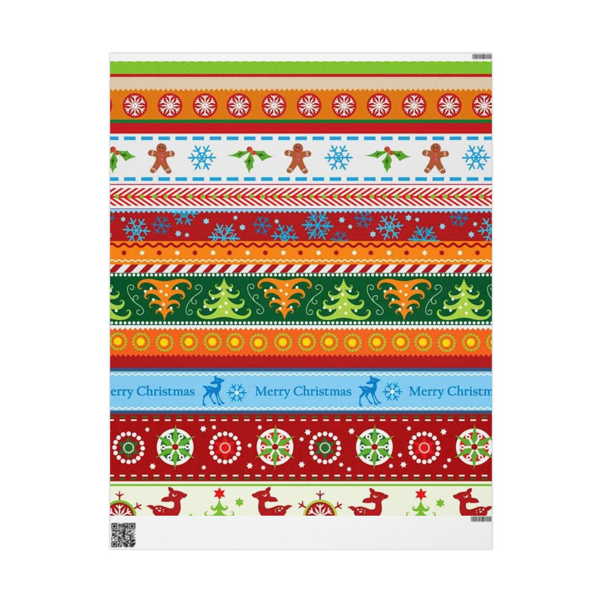 Christmas Stripe Wrapping Paper - Festive Gingerbread & 'Merry Christmas' Holiday Gift Wrap