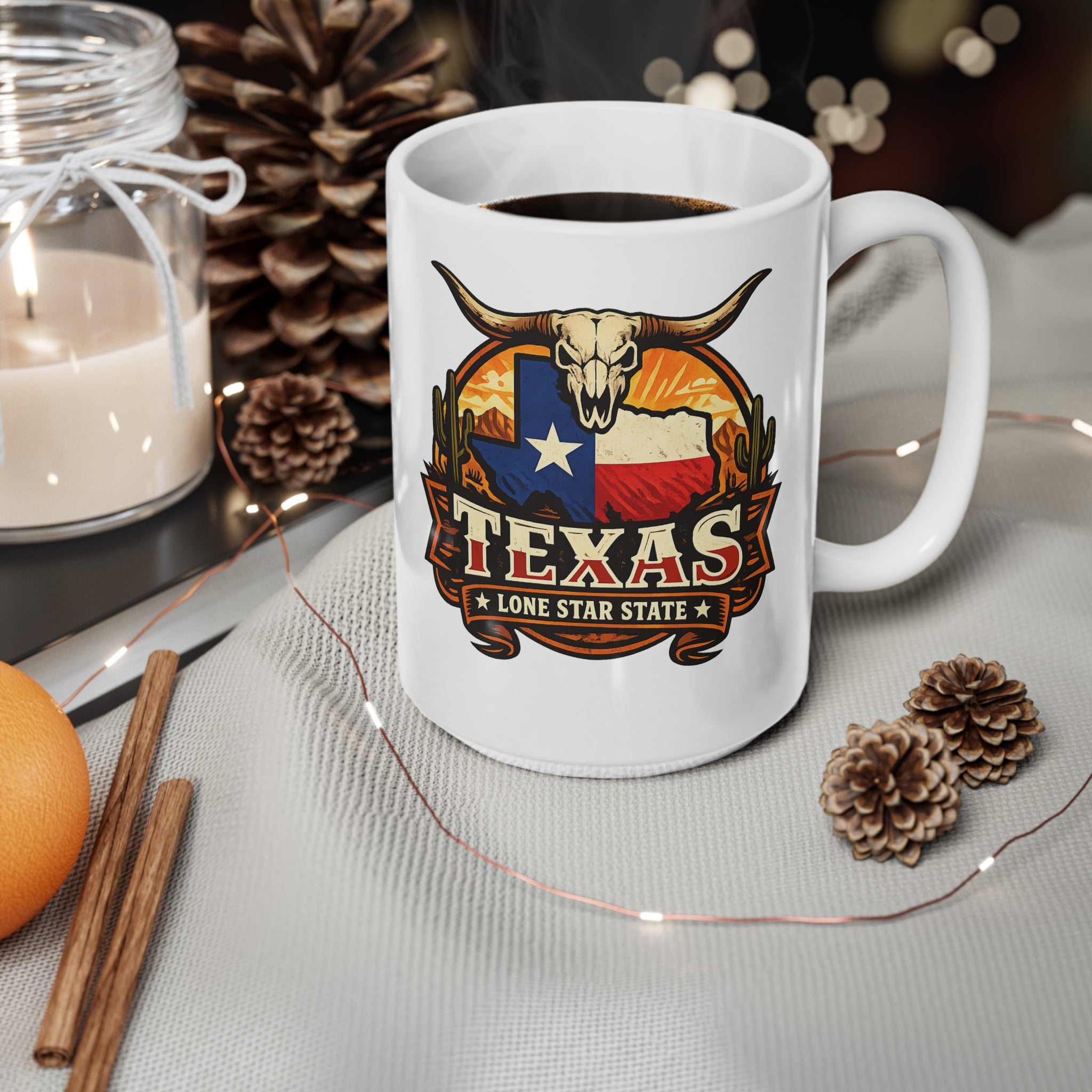 Texas Lone Star State Ceramic Coffee Cups, 11oz, 15oz