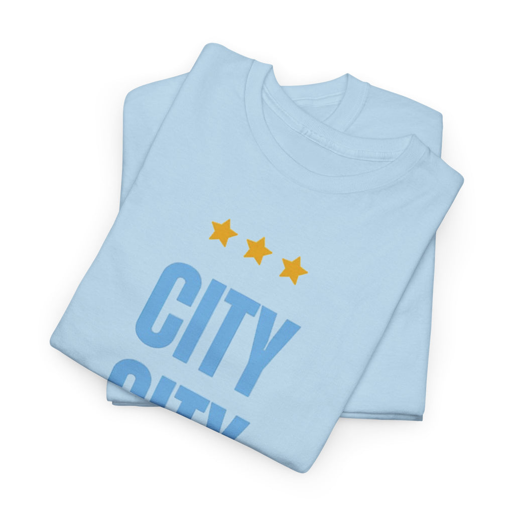 Manchester City City City Tee — Retro Three-Star Premier League Lion Soccer Shirt
