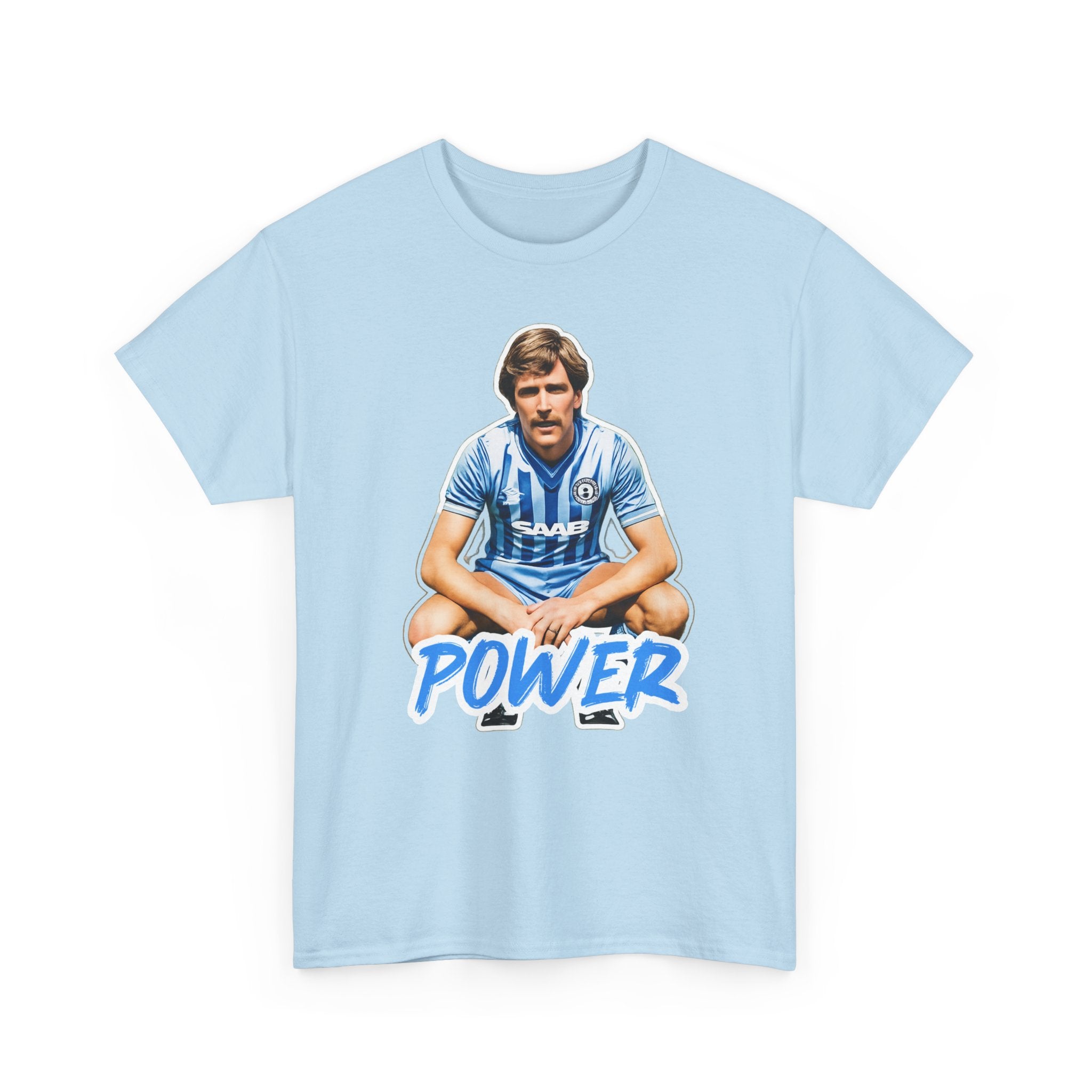 Paul Power Manchester City Legend Player Graphic Tee — Retro Football Jersey Design