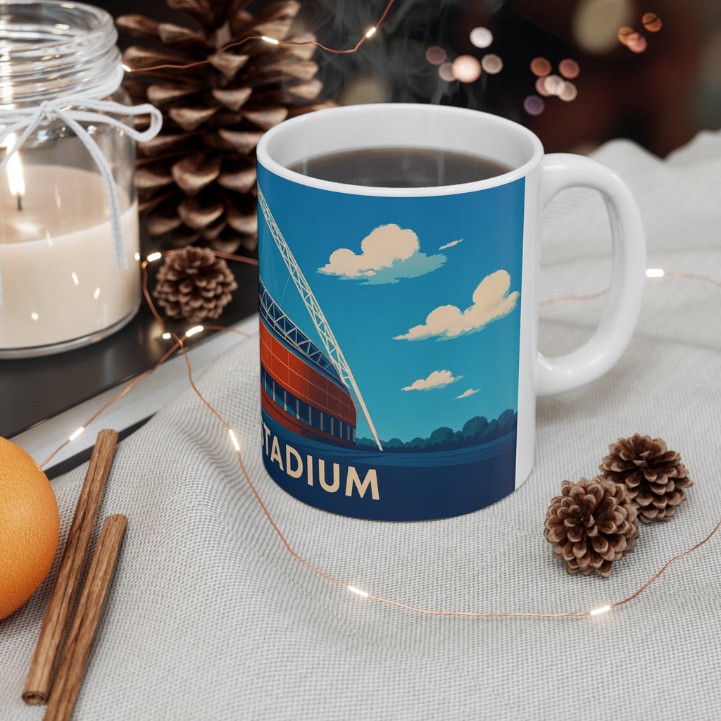 Wembley Stadium Ceramic Mug — Illustrated London Landmark Coffee Cup (11oz, 15oz)