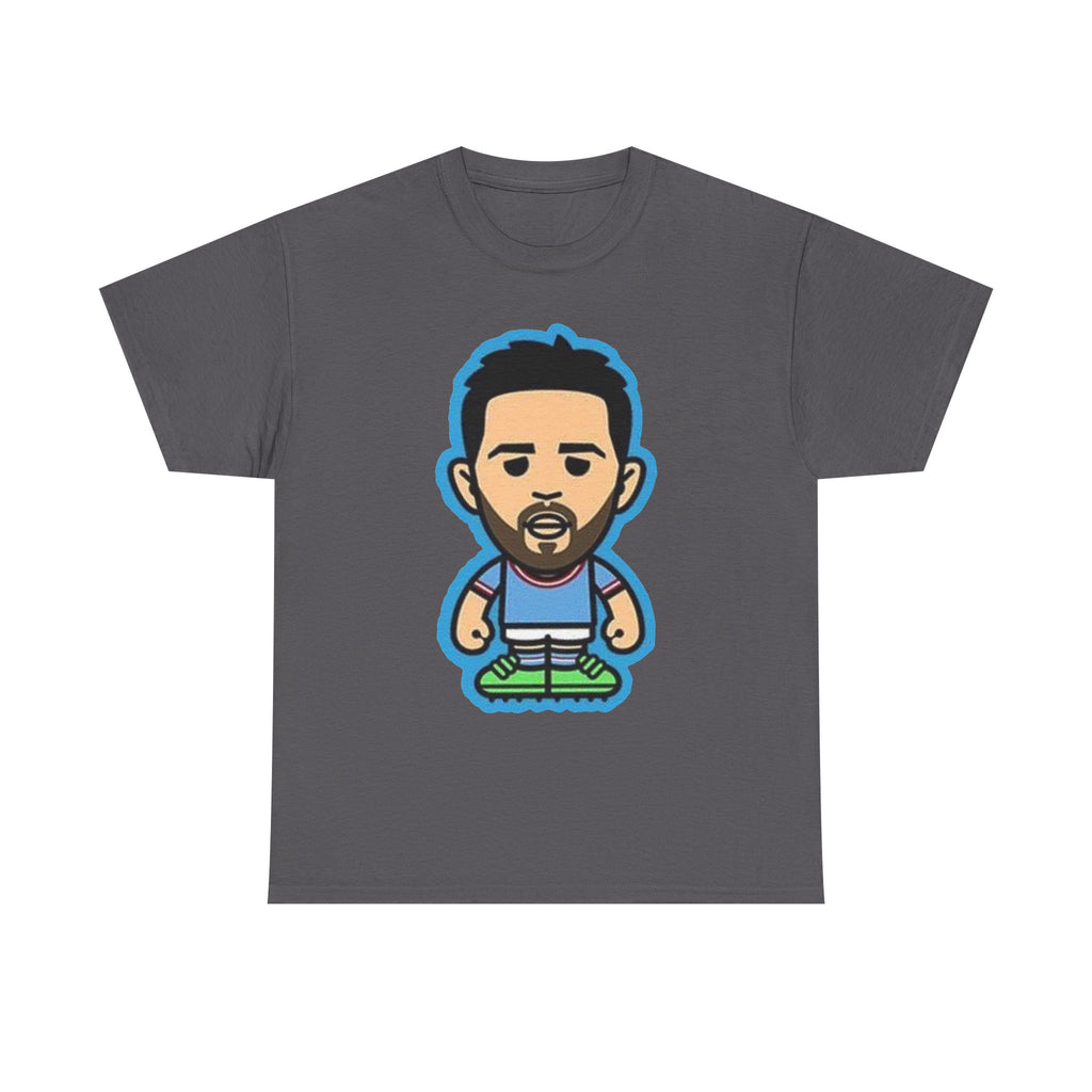 Bernardo Silva Manchester City Legend Graphic Tee — Player Cartoon Front & Tribute Poster Back