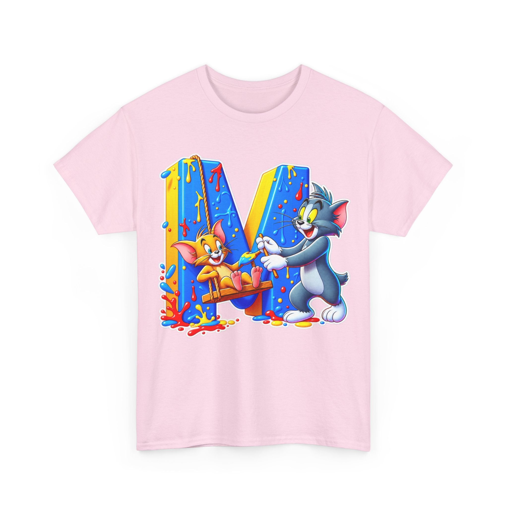 Tom & Jerry Letter M Cotton T-Shirt — Retro Cartoon Graphic Tee