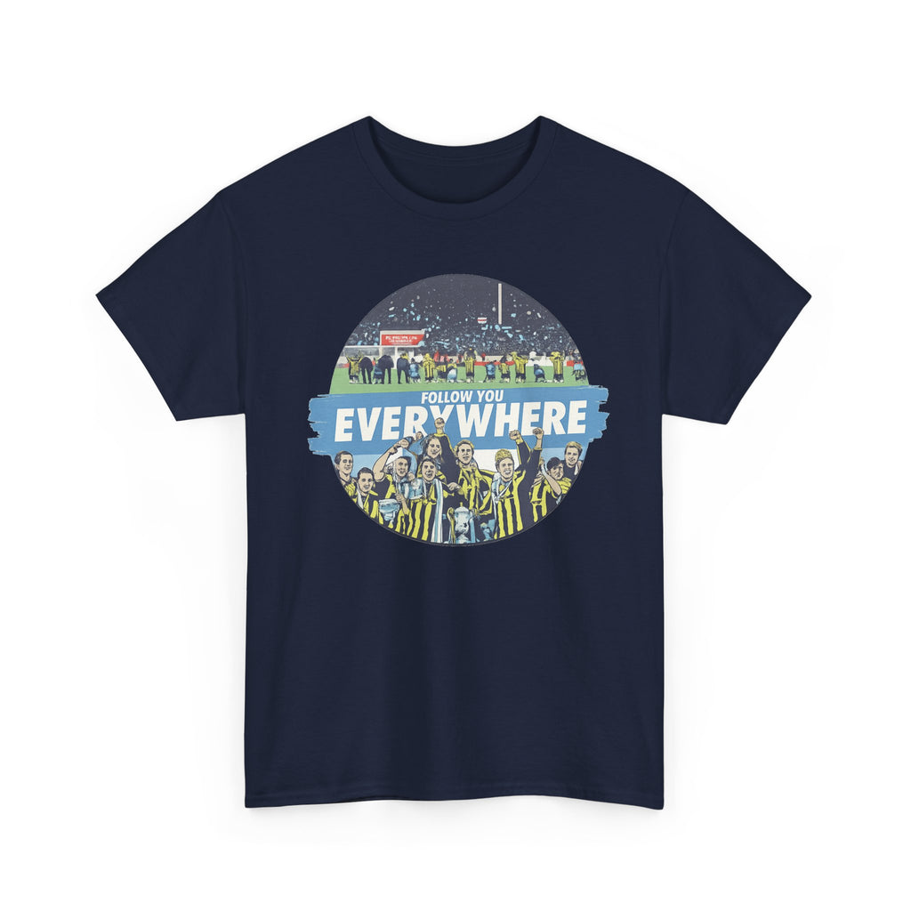 Manchester City Everywhere Soccer Crowd Graphic Tee — 'Follow You Everywhere' Fan Shirt